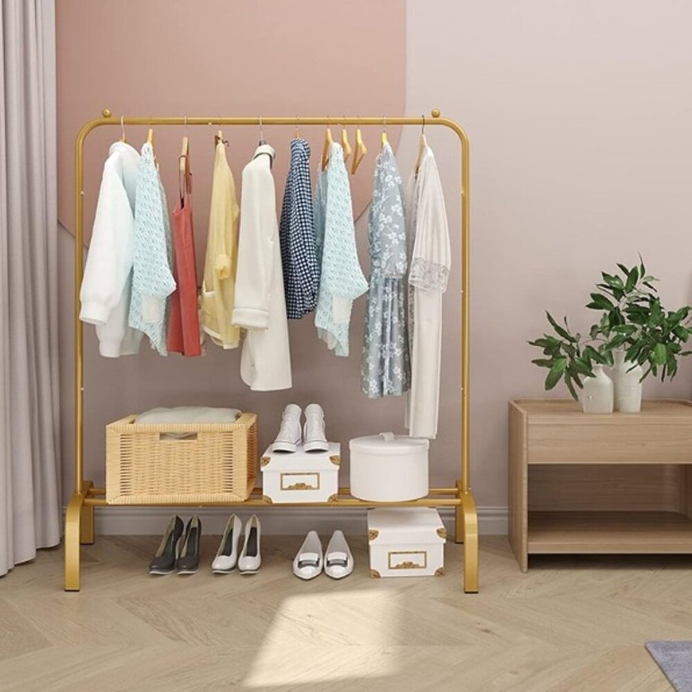 NEW Metal 43.3 Inches Garment Rack with Bottom Shelf Clothing Rack for Hanging